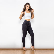 Load image into Gallery viewer, 22022HWDBlackJ Shascullfites High Waist Dark Thread Black Jeans