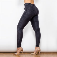 Load image into Gallery viewer, 23023MWDBlackJ Shascullfites Middle Waist Dark Thread Black Jeans