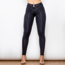 Load image into Gallery viewer, 23023MWDBlackJ Shascullfites Middle Waist Dark Thread Black Jeans