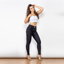 Load image into Gallery viewer, 23023MWDBlackJ Shascullfites Middle Waist Dark Thread Black Jeans