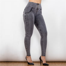 Load image into Gallery viewer, 24024HWDGJ Shascullfites High Waist Dark Thread Grey Jeans