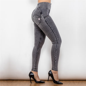 24024HWDGJ Shascullfites High Waist Dark Thread Grey Jeans