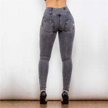 Load image into Gallery viewer, 24024HWDGJ Shascullfites High Waist Dark Thread Grey Jeans