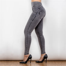 Load image into Gallery viewer, 24024HWDGJ Shascullfites High Waist Dark Thread Grey Jeans