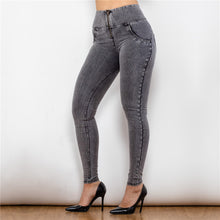 Load image into Gallery viewer, 24024HWDGJ Shascullfites High Waist Dark Thread Grey Jeans