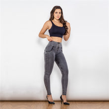 Load image into Gallery viewer, 24024HWDGJ Shascullfites High Waist Dark Thread Grey Jeans