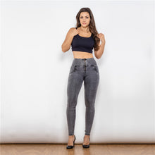 Load image into Gallery viewer, 24024HWDGJ Shascullfites High Waist Dark Thread Grey Jeans