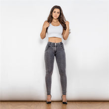 Load image into Gallery viewer, 25025MWDGreyJ Shascullfites Middle Waist Dark Thread Grey Jeans