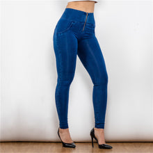Load image into Gallery viewer, 26026HWDDBJ Shascullfites High Waist Dark Thread Dark Blue Jeans