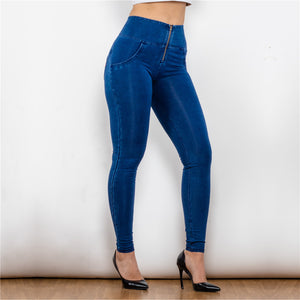 26026HWDDBJ Shascullfites High Waist Dark Thread Dark Blue Jeans