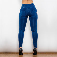 Load image into Gallery viewer, 26026HWDDBJ Shascullfites High Waist Dark Thread Dark Blue Jeans