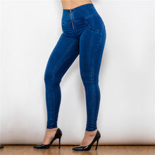 Load image into Gallery viewer, 26026HWDDBJ Shascullfites High Waist Dark Thread Dark Blue Jeans