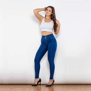 26026HWDDBJ Shascullfites High Waist Dark Thread Dark Blue Jeans
