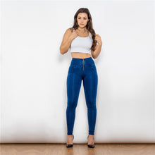 Load image into Gallery viewer, 26026HWDDBJ Shascullfites High Waist Dark Thread Dark Blue Jeans