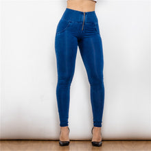 Load image into Gallery viewer, 26026HWDDBJ Shascullfites High Waist Dark Thread Dark Blue Jeans