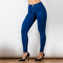Load image into Gallery viewer, 27027MWDDBJ Shascullfites Middle Waist Dark Thread Dark Blue Jeans