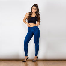 Load image into Gallery viewer, 27027MWDDBJ Shascullfites Middle Waist Dark Thread Dark Blue Jeans