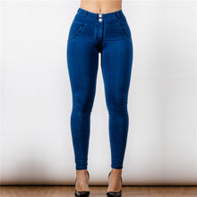 Load image into Gallery viewer, 27027MWDDBJ Shascullfites Middle Waist Dark Thread Dark Blue Jeans