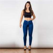 Load image into Gallery viewer, 27027MWDDBJ Shascullfites Middle Waist Dark Thread Dark Blue Jeans