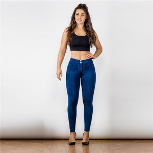 27027MWDDBJ Shascullfites Middle Waist Dark Thread Dark Blue Jeans
