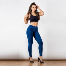 Load image into Gallery viewer, 27027MWDDBJ Shascullfites Middle Waist Dark Thread Dark Blue Jeans