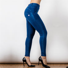 Load image into Gallery viewer, 27027MWDDBJ Shascullfites Middle Waist Dark Thread Dark Blue Jeans