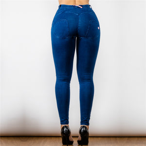 27027MWDDBJ Shascullfites Middle Waist Dark Thread Dark Blue Jeans