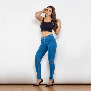 31031MWDLBJ Shascullfites Middle Waist Dark Thread Light Blue Jeans