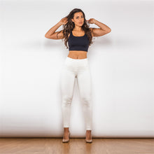 Load image into Gallery viewer, 38038HWWK Shascullfites High Waist White Knitted Leggings