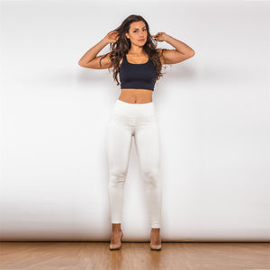 38038HWWK Shascullfites High Waist White Knitted Leggings