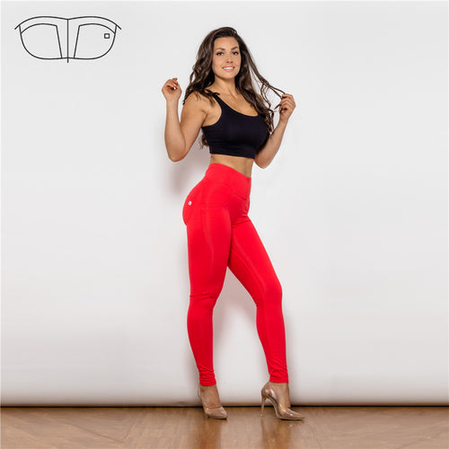 44044HWRK Shascullfites High Waist Red Knitted Leggings
