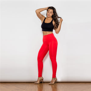 44044HWRK Shascullfites High Waist Red Knitted Leggings