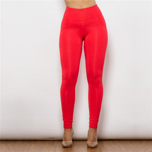 44044HWRK Shascullfites High Waist Red Knitted Leggings