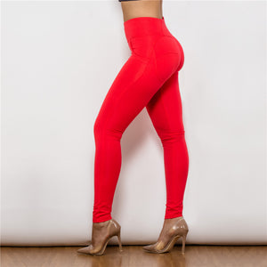 44044HWRK Shascullfites High Waist Red Knitted Leggings