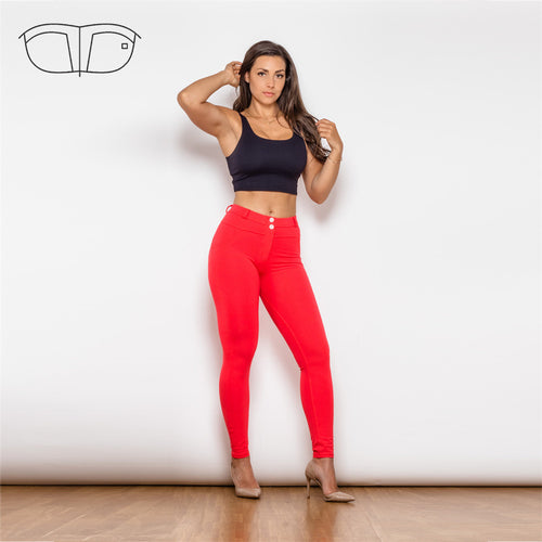 45045MWRK Shascullfites Middle Waist Red Knitted Leggings