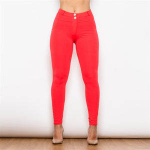 45045MWRK Shascullfites Middle Waist Red Knitted Leggings