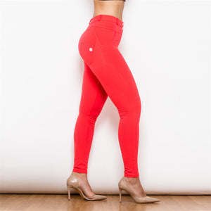 45045MWRK Shascullfites Middle Waist Red Knitted Leggings