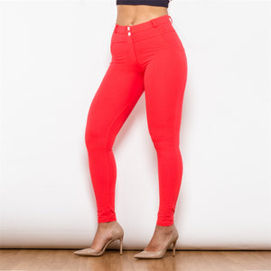 45045MWRK Shascullfites Middle Waist Red Knitted Leggings