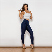 Load image into Gallery viewer, 46046HWDblueK Shascullfites High Waist Dark Blue Knitted Leggings