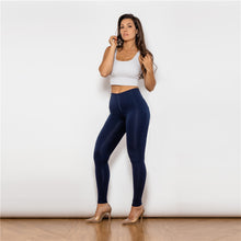 Load image into Gallery viewer, 46046HWDblueK Shascullfites High Waist Dark Blue Knitted Leggings