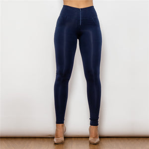 46046HWDblueK Shascullfites High Waist Dark Blue Knitted Leggings