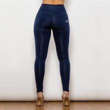 Load image into Gallery viewer, 46046HWDblueK Shascullfites High Waist Dark Blue Knitted Leggings