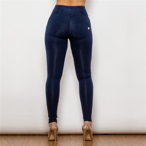 46046HWDblueK Shascullfites High Waist Dark Blue Knitted Leggings