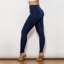 Load image into Gallery viewer, 46046HWDblueK Shascullfites High Waist Dark Blue Knitted Leggings