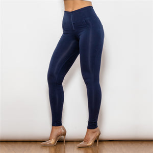 46046HWDblueK Shascullfites High Waist Dark Blue Knitted Leggings