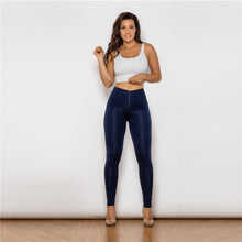 Load image into Gallery viewer, 46046HWDblueK Shascullfites High Waist Dark Blue Knitted Leggings