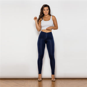 46046HWDblueK Shascullfites High Waist Dark Blue Knitted Leggings