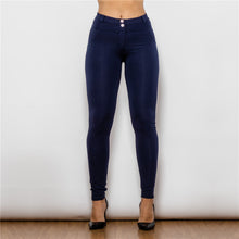 Load image into Gallery viewer, 47047MWDblueK Shascullfites Middle Waist Dark Blue Knitted Leggings