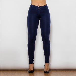 47047MWDblueK Shascullfites Middle Waist Dark Blue Knitted Leggings