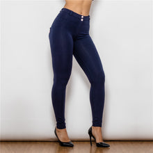 Load image into Gallery viewer, 47047MWDblueK Shascullfites Middle Waist Dark Blue Knitted Leggings